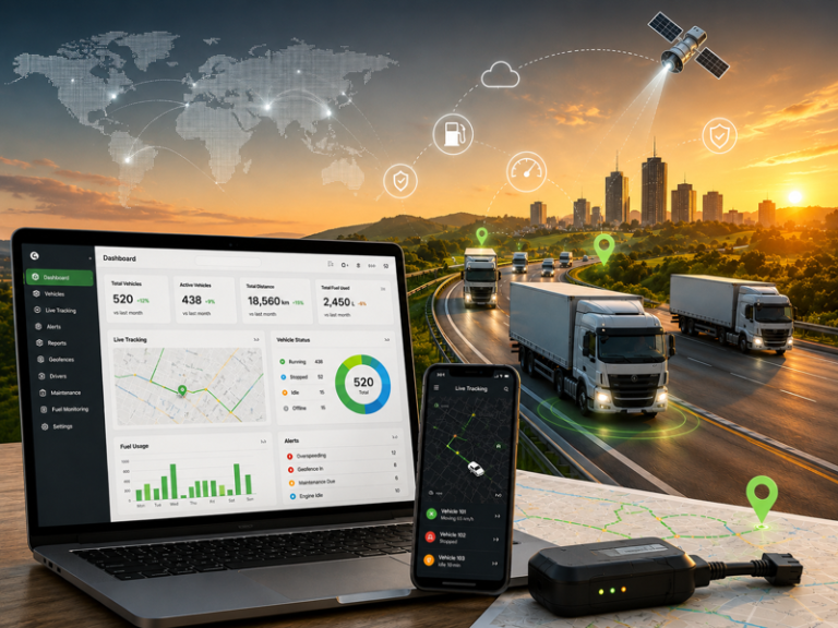 Best fleet management software 2026 dashboard showing real-time GPS fleet tracking