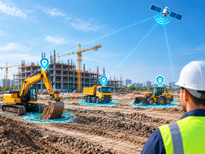GPS tracking for construction equipment on an active construction site
