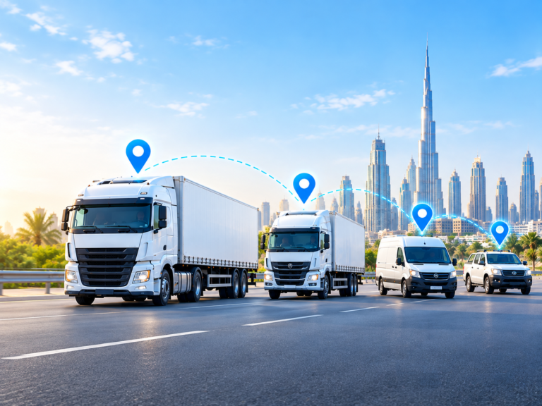 Fleet management software for enterprises showing a live fleet dashboard in the UAE